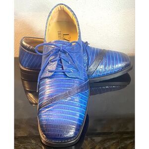 Liberty Chester Boys Oxfords Shoes NEW Blue Leather Lace Up 5 Snake Skin Pattern